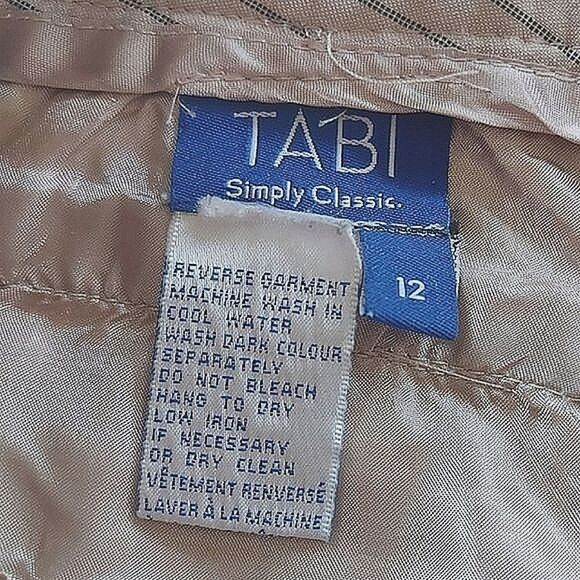 Vtg Tabi cropped mid-rise cream pinstripe summer ankle slacks - Picture 4 of 15